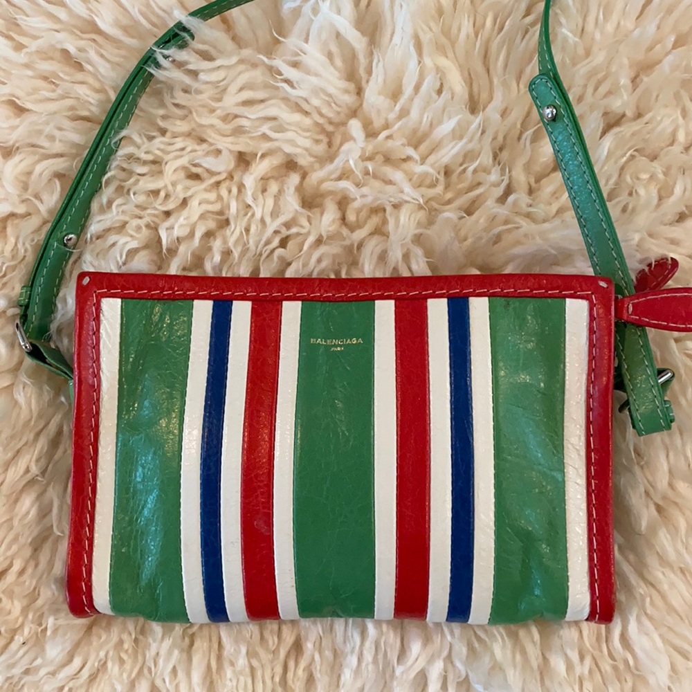 Balenciaga bazar striped leather crossbody